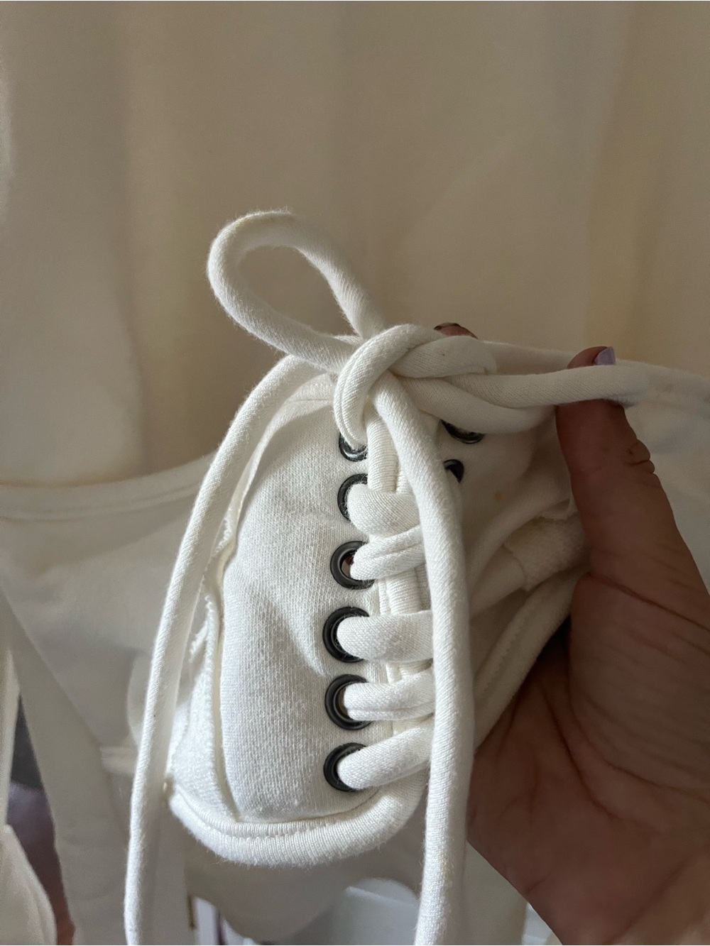 NWT Trouvé - Cream Lace-Up Waist Sweatshirt - Picture 4 of 5
